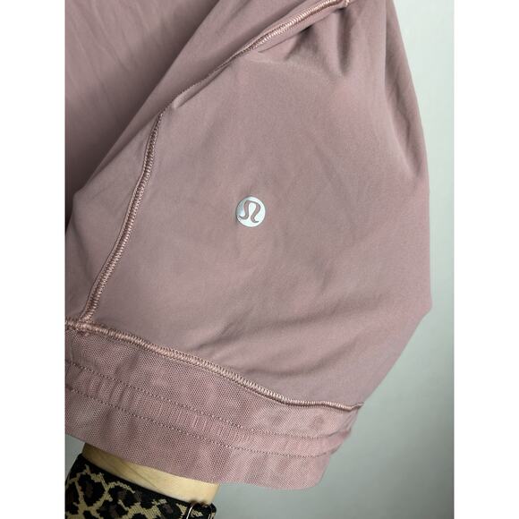 Lululemon Final Count Tee Shirt Quicksand Pink Mesh Stretch Drawstring Size 10 - Picture 7 of 8
